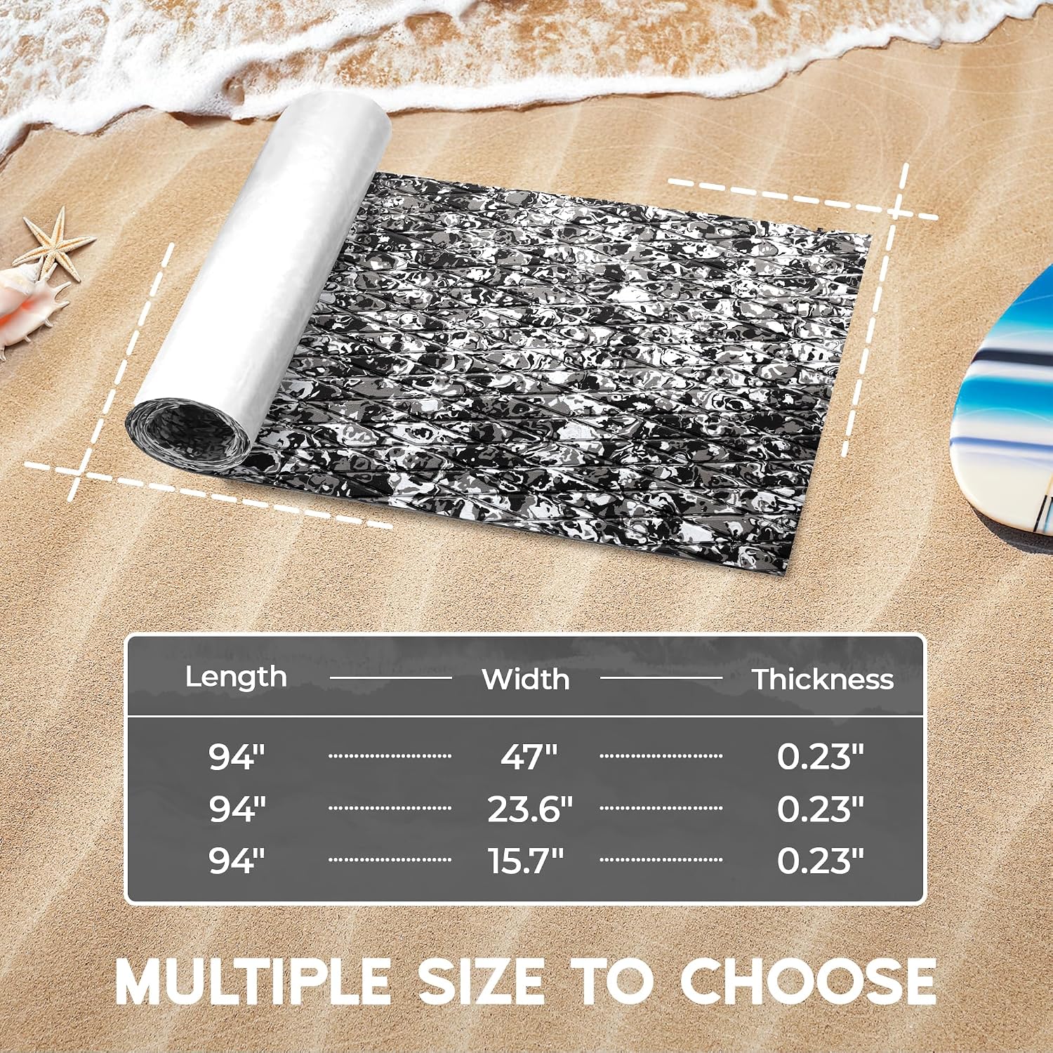 FOCEAN EVA Foam Boat Flooring, Sea Vinyl Decking Camo Deck Mats with self Adhesive for Bass Boats Pontoon Boats Jon Boats RV Yacht Kayak Surfboard Floor - Image 8