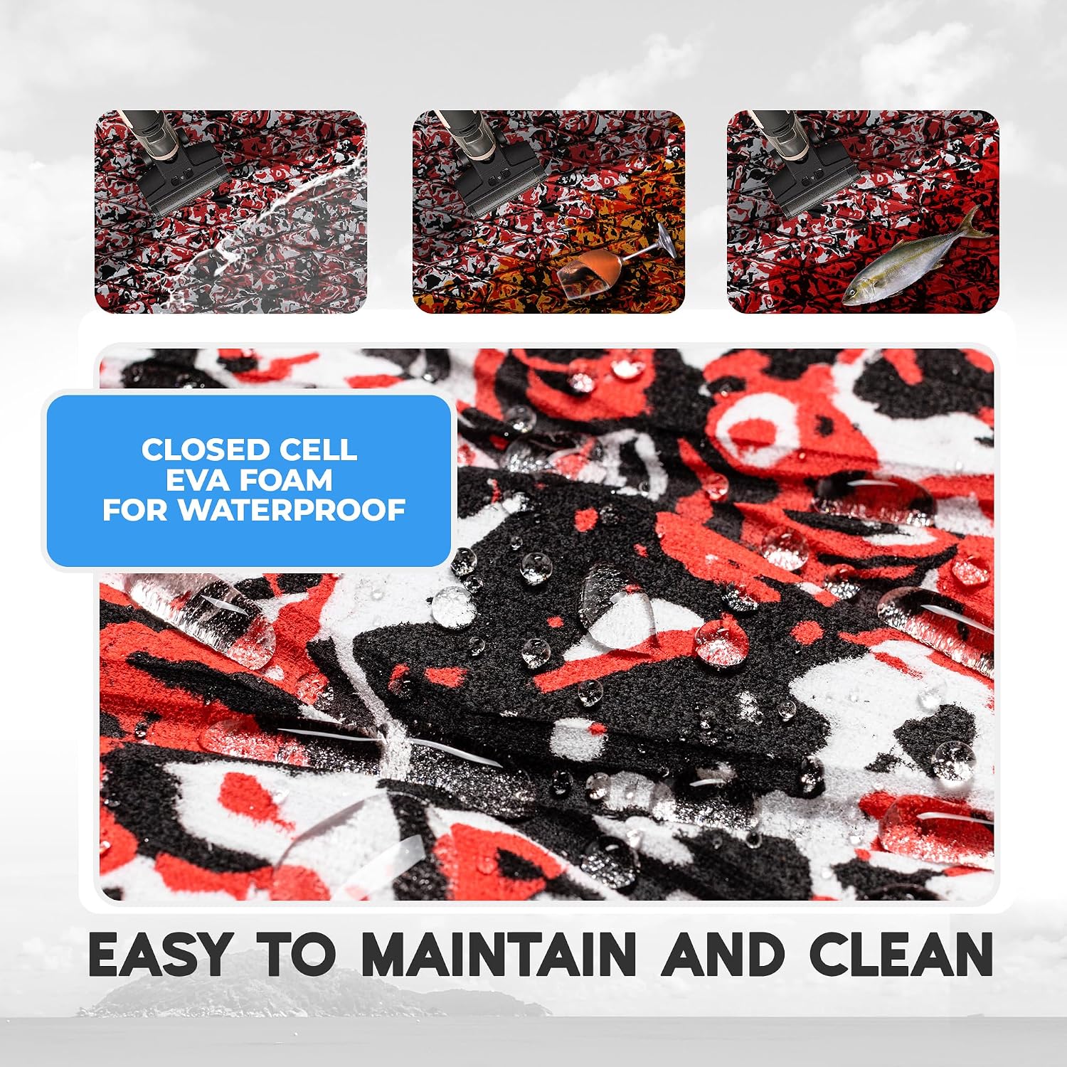 FOCEAN EVA Foam Boat Flooring, Sea Vinyl Decking Camo Deck Mats with self Adhesive for Bass Boats Pontoon Boats Jon Boats RV Yacht Kayak Surfboard Floor - Image 5