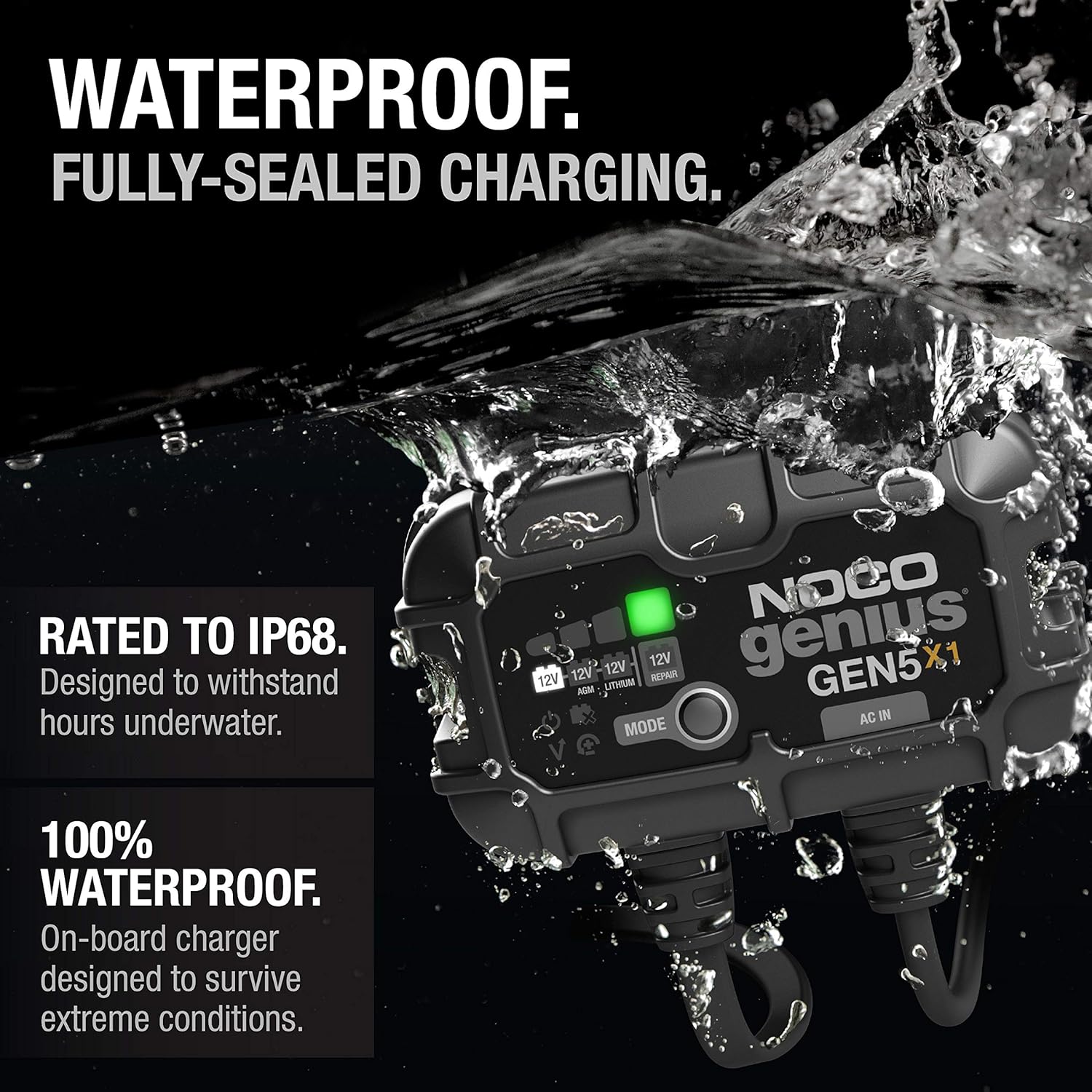NOCO Genius GEN5X1: 1-Bank, 5A Onboard Battery Charger - 5A Per Bank, 12V Waterproof Marine Charger with Overcharge Protection & Temperature Compensation – for Lead-Acid & Lithium Batteries - Image 3