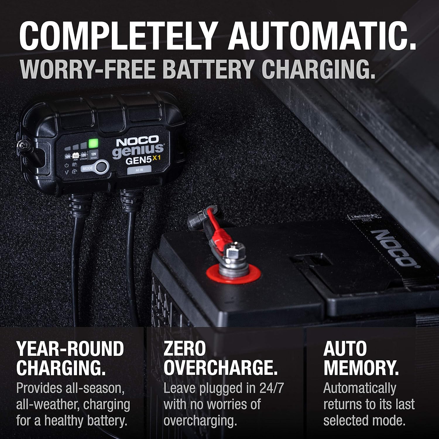NOCO Genius GEN5X1: 1-Bank, 5A Onboard Battery Charger - 5A Per Bank, 12V Waterproof Marine Charger with Overcharge Protection & Temperature Compensation – for Lead-Acid & Lithium Batteries - Image 6