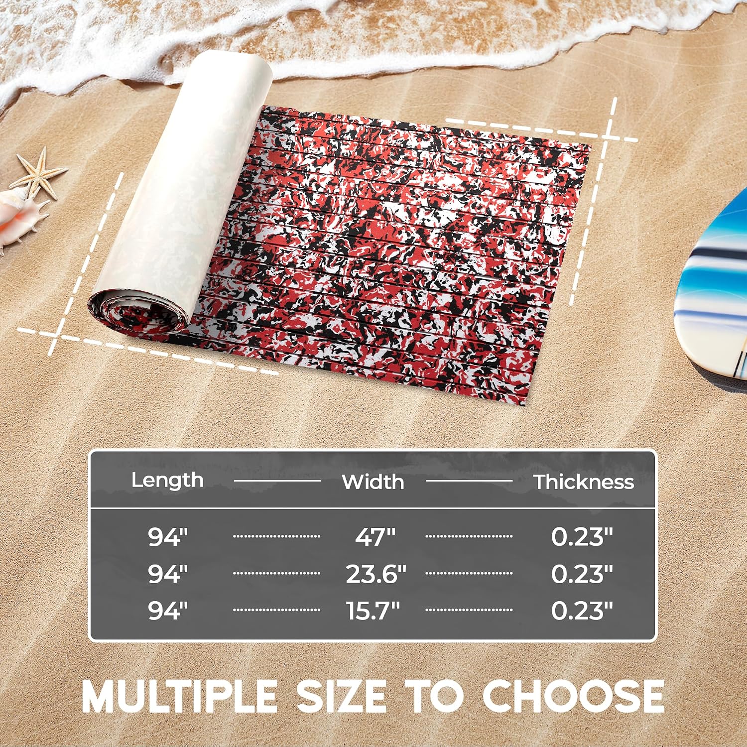 FOCEAN EVA Foam Boat Flooring, Sea Vinyl Decking Camo Deck Mats with self Adhesive for Bass Boats Pontoon Boats Jon Boats RV Yacht Kayak Surfboard Floor - Image 8