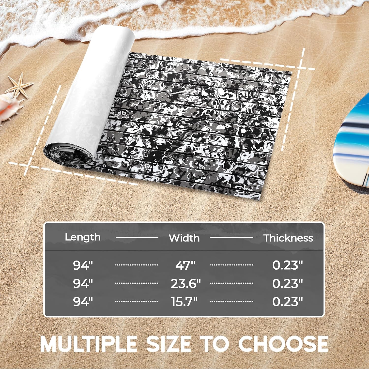 FOCEAN EVA Foam Boat Flooring, Sea Vinyl Decking Camo Deck Mats with self Adhesive for Bass Boats Pontoon Boats Jon Boats RV Yacht Kayak Surfboard Floor - Image 8