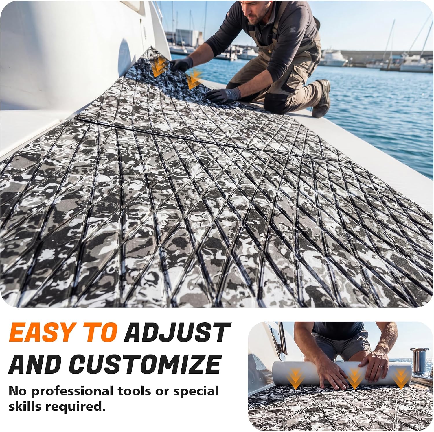 FOCEAN EVA Foam Boat Flooring, Sea Vinyl Decking Camo Deck Mats with self Adhesive for Bass Boats Pontoon Boats Jon Boats RV Yacht Kayak Surfboard Floor - Image 4
