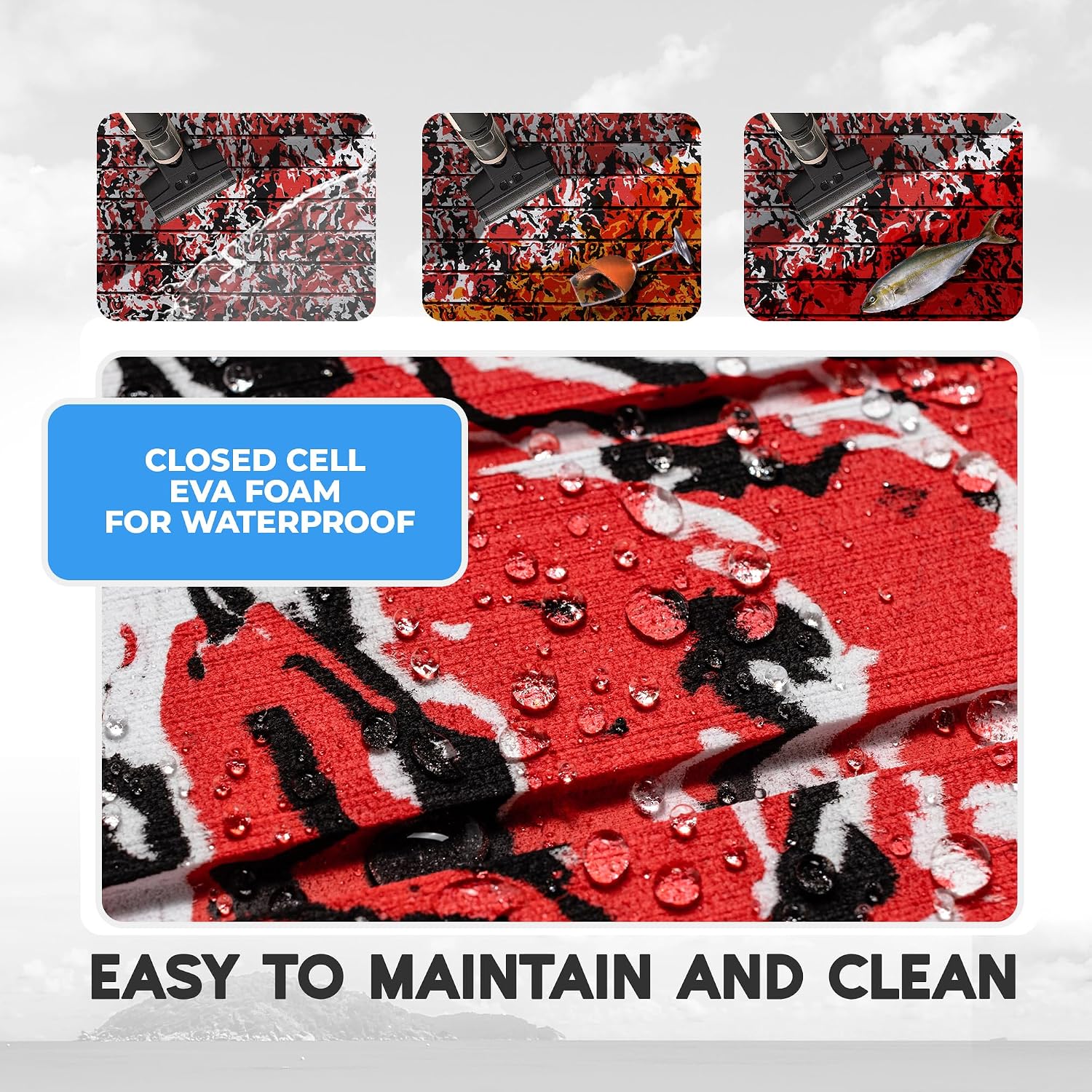 FOCEAN EVA Foam Boat Flooring, Sea Vinyl Decking Camo Deck Mats with self Adhesive for Bass Boats Pontoon Boats Jon Boats RV Yacht Kayak Surfboard Floor - Image 5
