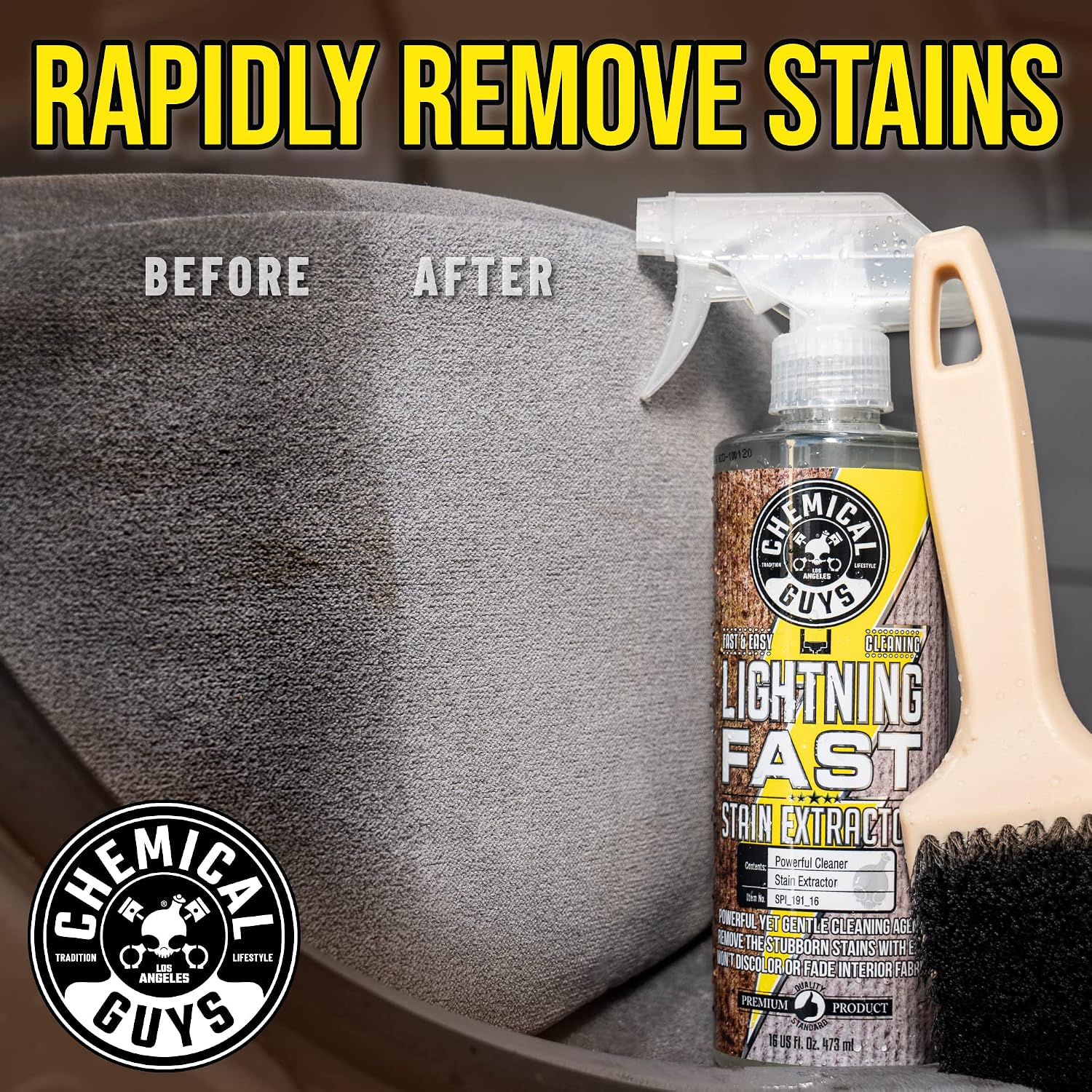 Chemical Guys Lightning Fast Carpet and Upholstery Stain Extractor - Chemical Guys Carpet Cleaner, Great for Fabric, Upholstery, Cars, Home, Office, Furniture, and More, Fresh Scent - 16 oz - Image 4