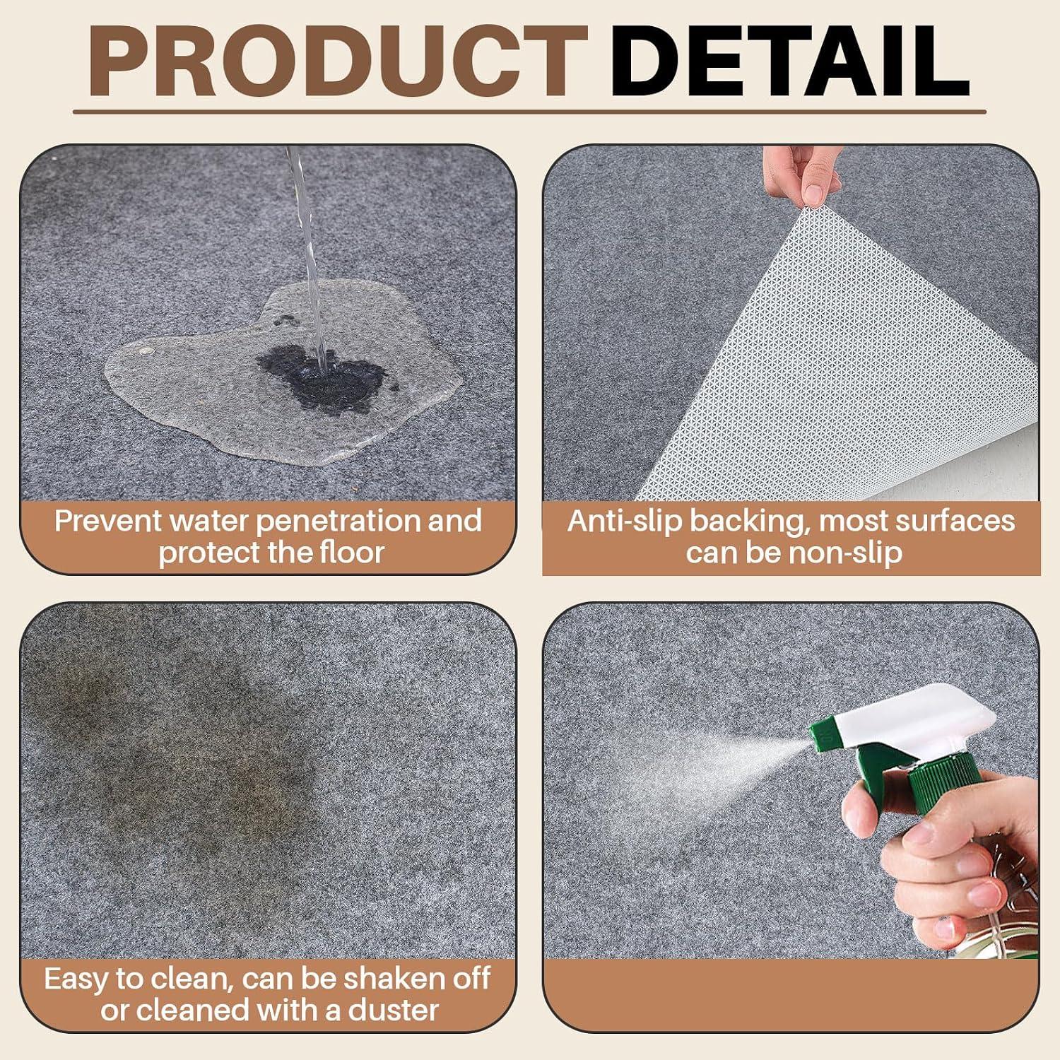 Drydiet Gray Boat Carpet, Marine Carpet Marine Grade Mat for Boats with Waterproof for Outdoor Deck Patio Porch Garage Kitchens Bathroom Outdoor Area Rug Runner Non-Slide Porch Rug (2 x 6 ft) - Image 4