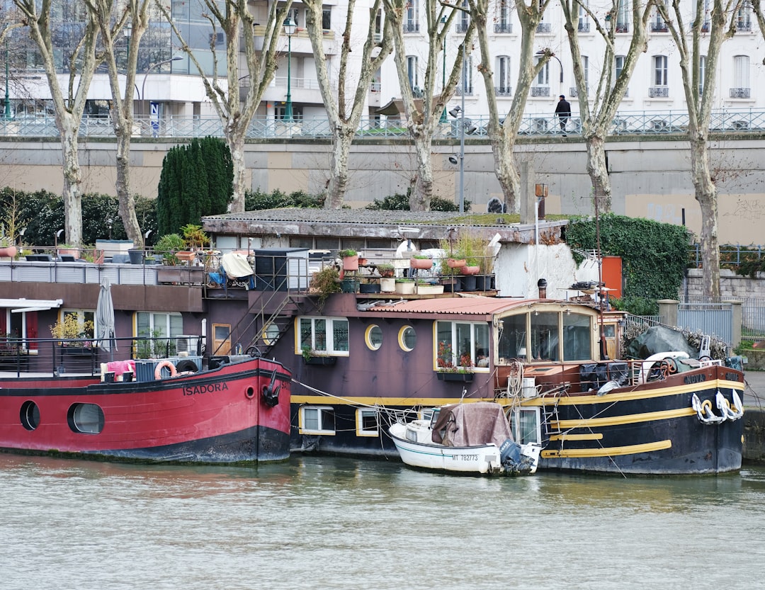 A scenic view showcasing a houseboat and a yacht side by side on calm waters, highlighting their distinct designs and features.