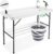 Folding Fish Cleaning Table with Collapsible Bucket, Portable Outdoor Fillet Station Camping Sink Table with Faucet, Drainage Hose & Sprayer, Grid Rack, Knife Groove for Picnic Fishing