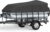 Pontoon Boat Cover 16-18 ft, 1200D Heavy Duty Waterproof Trailerable Cover for Pontoon Boats Up to 8 ft Beam, 12 Straps, Elastic Hem &Outboard Motor Cover, Black