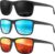 Fanshen Square Polarized Sunglasses for Men, 3 Pack Lightweight UV Protection Sun Glasses for Driving Fishing Golf