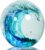 Hand Blown Ocean Wave Glass Ball ：Unique Gift for Beach Lovers，Beach Decorations for Home, Sea Glass Paperweight for Coastal Room Decor, Aquarium & Ocean Themed Decorations