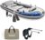 Intex Excursion 5 Person Inflatable Outdoor Fishing Raft Boat Set with 2 Aluminum Oars and Air Pump with a Intex Composite Motor Mount Kit