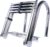 4 Step Pontoon Boat Ladder, 316 Stainless Steel Folding Telescoping Ladder Rear Entry Inboard Ladders All Welded Reinforce Heavy Duty Max.Load 600 Pound with Wide Steps & Safe Handrails