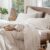 MooMee Sheet Set 100% Washed Cotton Linen-Like Extra Deep Pocket Queen | Relaxed Linen-like Texture. Soft, Breathable & Lightweight Comfort. 15–19″ Extra Deep Pocket with All-around Elastic